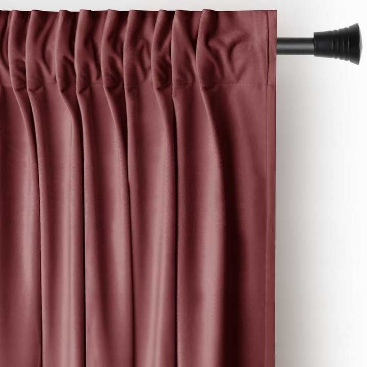 Zasłona welurowa velvet szarfa na taśmie wave multi 140x270 Różana