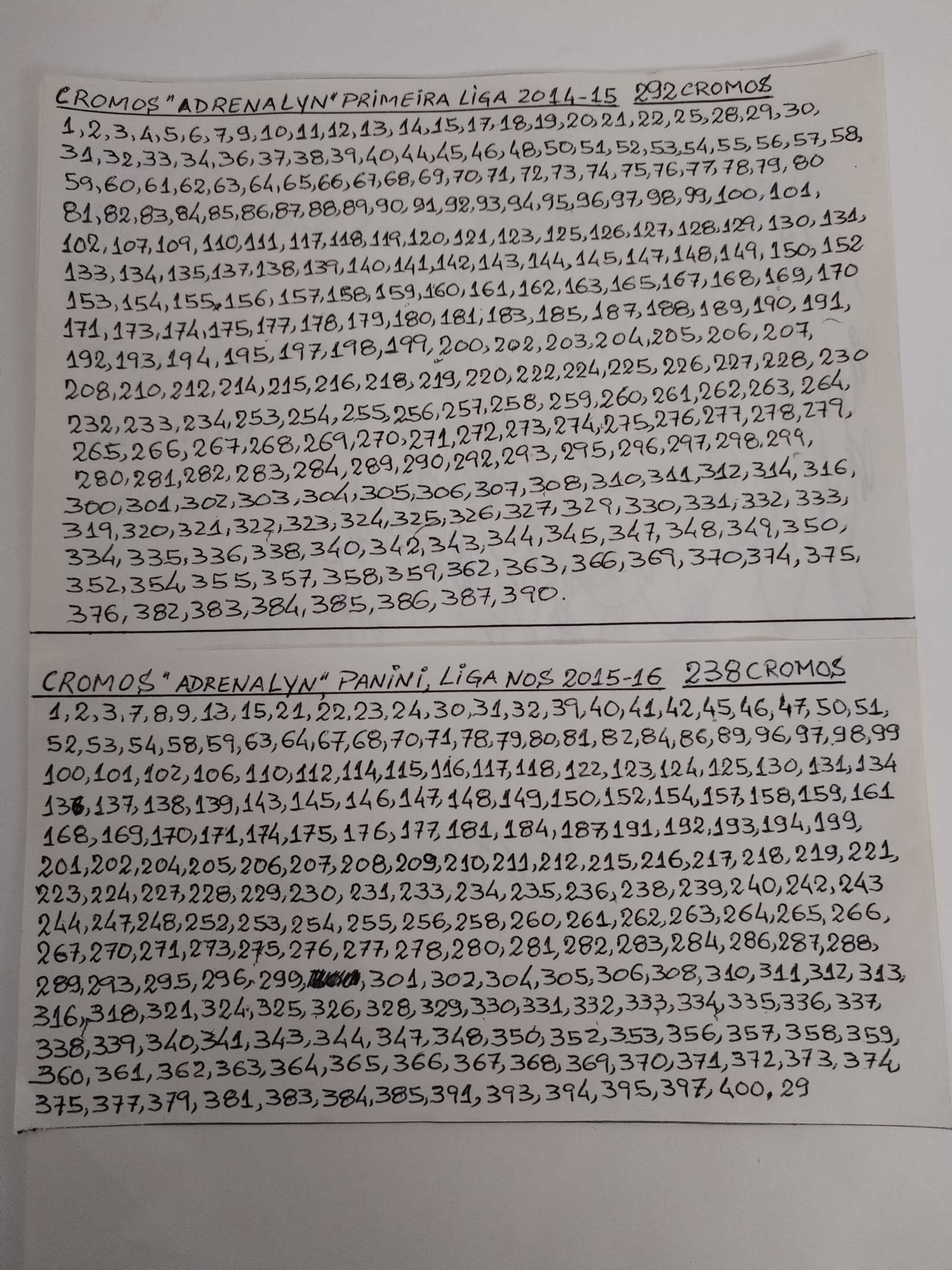 Cromos vários de Futebol