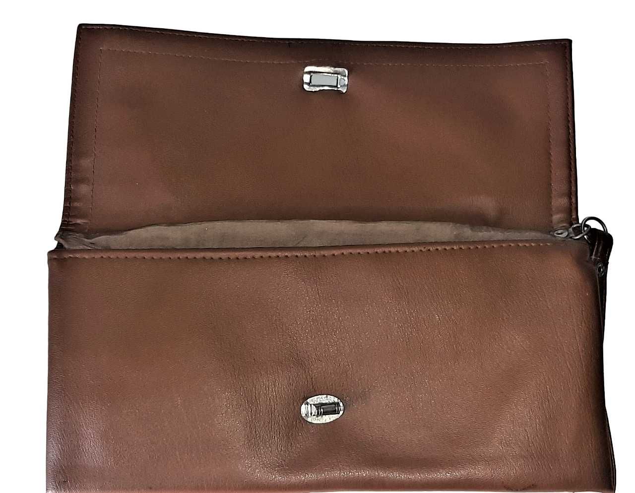 Torba Torebka Kopertówka Wristlet Saszetka brąz