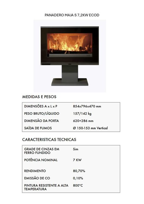 Salamandra a lenha PANADERO MAJA S 7,2 KW ECOD