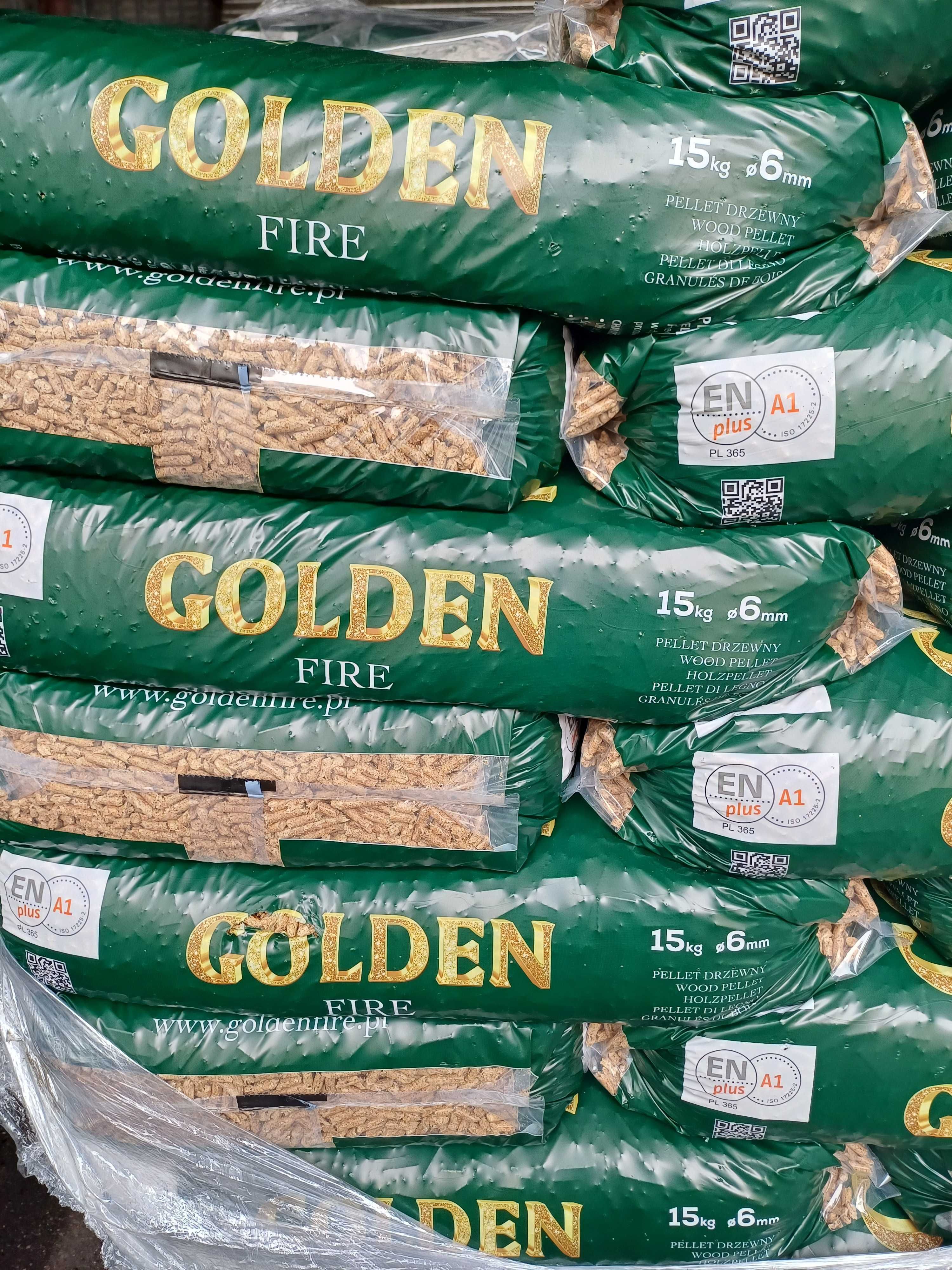 Pellet GOLDEN FIRE 6mm Certyfikowany A1 EN PLUS, Dostawa Gratis