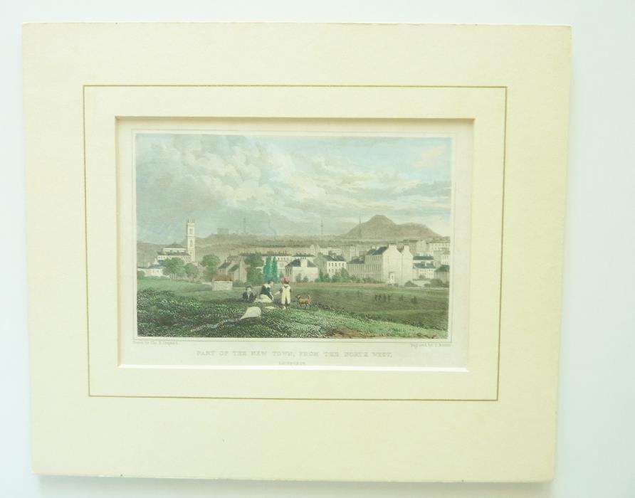 Gravura 1830 T. Shepherd colorida à mão Edimburgo