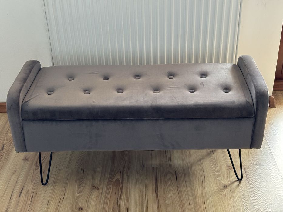 Ławka Homla VENLO welurowa szara 100x39x45cm