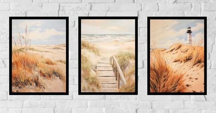 30x40 obrazy w ramie plakaty ramka PLAŻA PAMPAS TRAWA LATARNIA NATURA