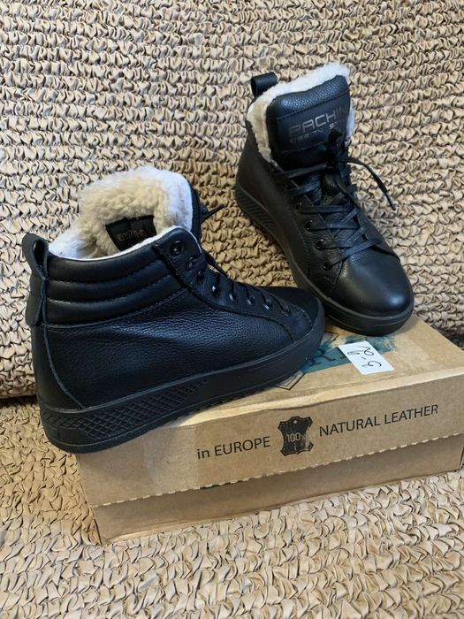 Зимние мужские кожаные ботинки на меху.