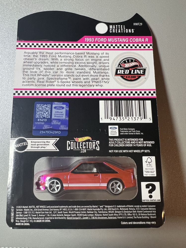 Hot Wheels RLC 1993 Ford Mustang Cobra R