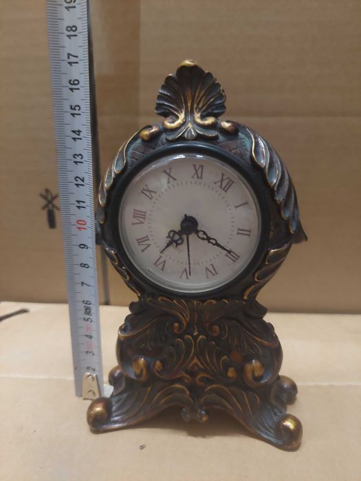 Zegar mosiężny na baterie, antyk 5, sprawny na bateria AAA