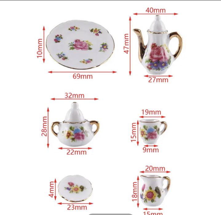 Миниатюрный набор посуды для кукол