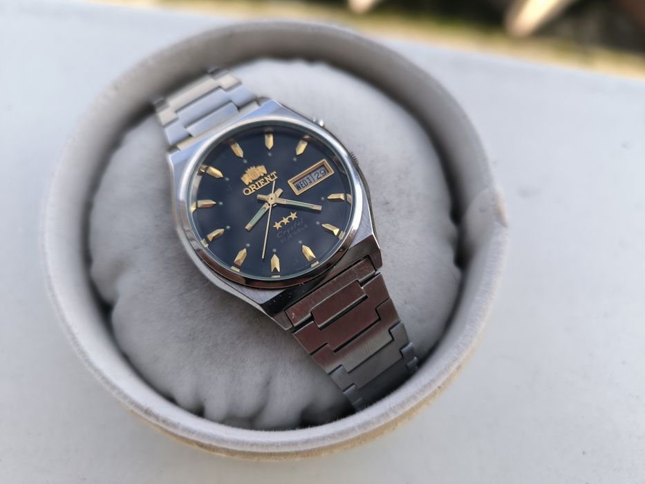 Piękny zegarek orient crystal czarny japonia ni seiko tissot citizen