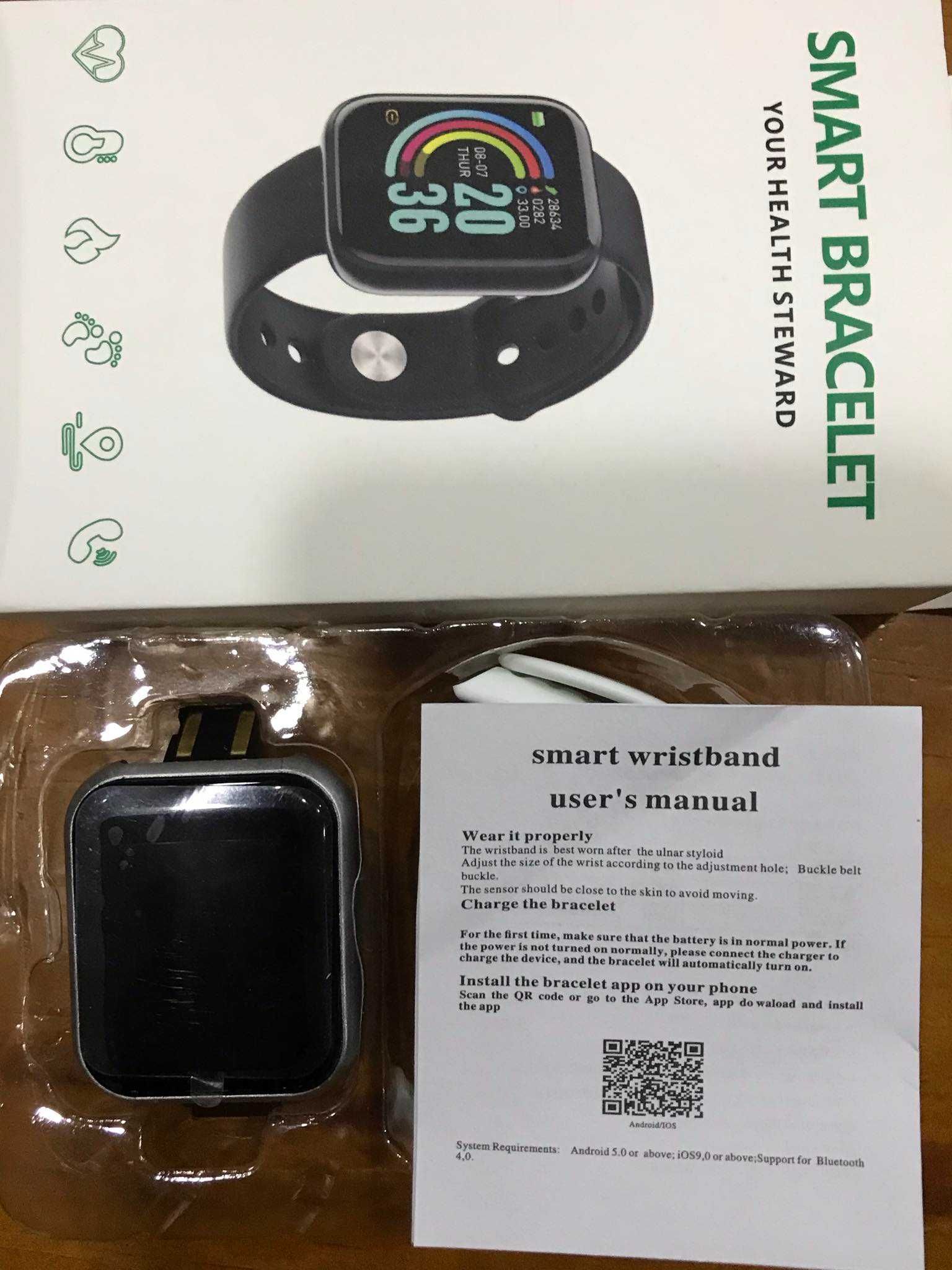 Relógio Inteligente Digital Preto e Bracelete Branca