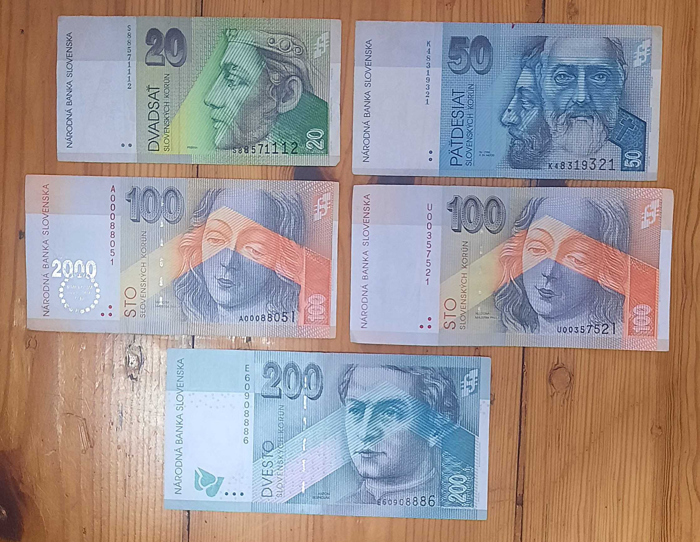 Zestaw Banknotów. Słowacja x 5. Każdy Inny