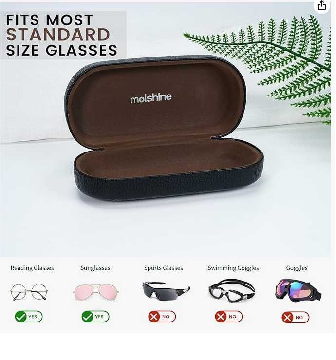 Molshine Hard Shell PU Skórzane etui na okulary czarne