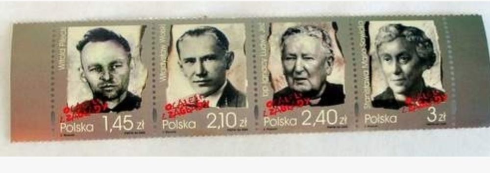 Znaczek pocztowy "ocaleni z zagłady" z błędem