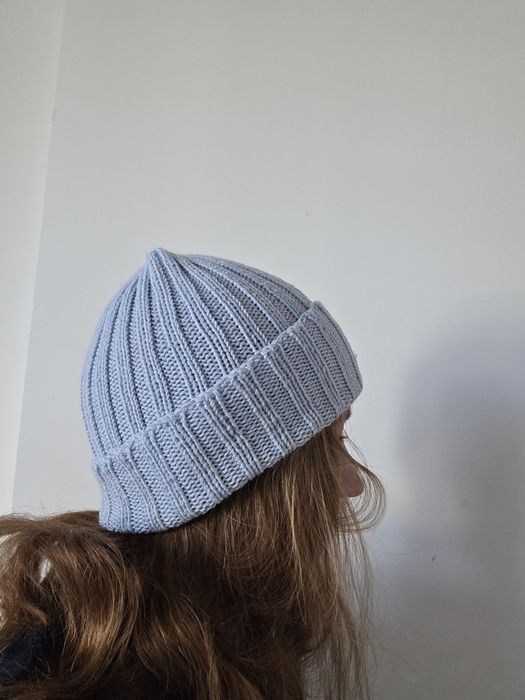 Czapka handmade 100% merino błękit