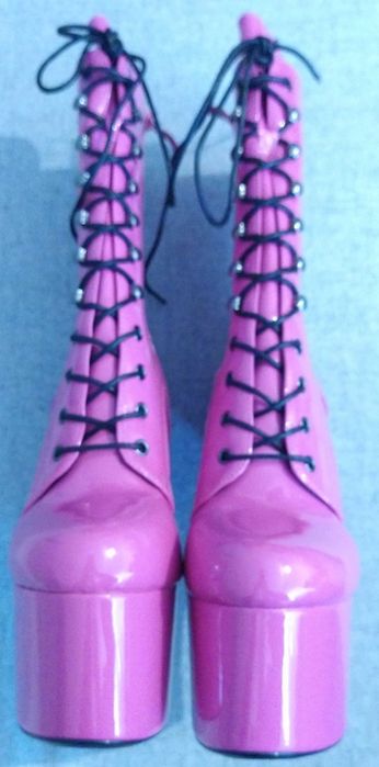 Kozaki pole dance lack latex 41 fuksja róż