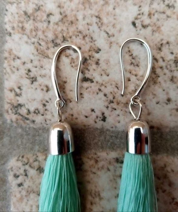 Brincos Novos Verde Água Cortininha Embalados
