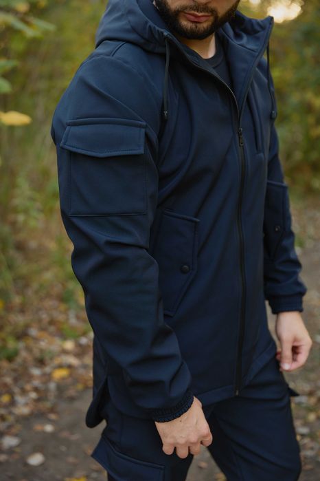 Костюм чоловічий софтшел утеплений флісом темно-синий
