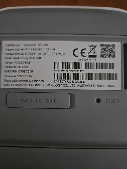Router WIFI Speedbox Huawei 5G CPE 3 H135-380 na kartę SIM