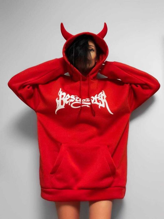 Жіноче/Чоловіче худі з ріжками— оверсайз, фліс батник/толстовка/худи