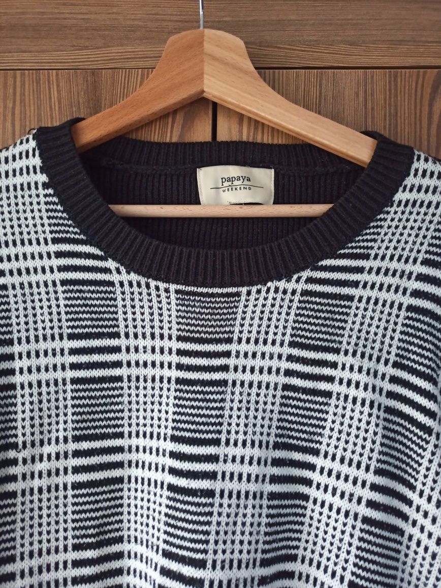 Sweter kratka pepitka papaya weekend M L