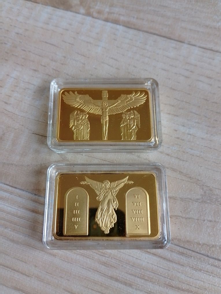 Sztab. Tablice Mojżesza/Ukrzyżowanie. Plater 24k gold. Cudo!