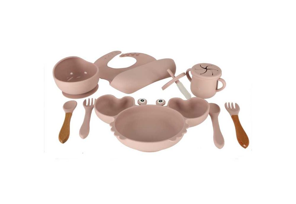 Naczynia silikonowe dla dzieci różowy kubek śliniak miseczka