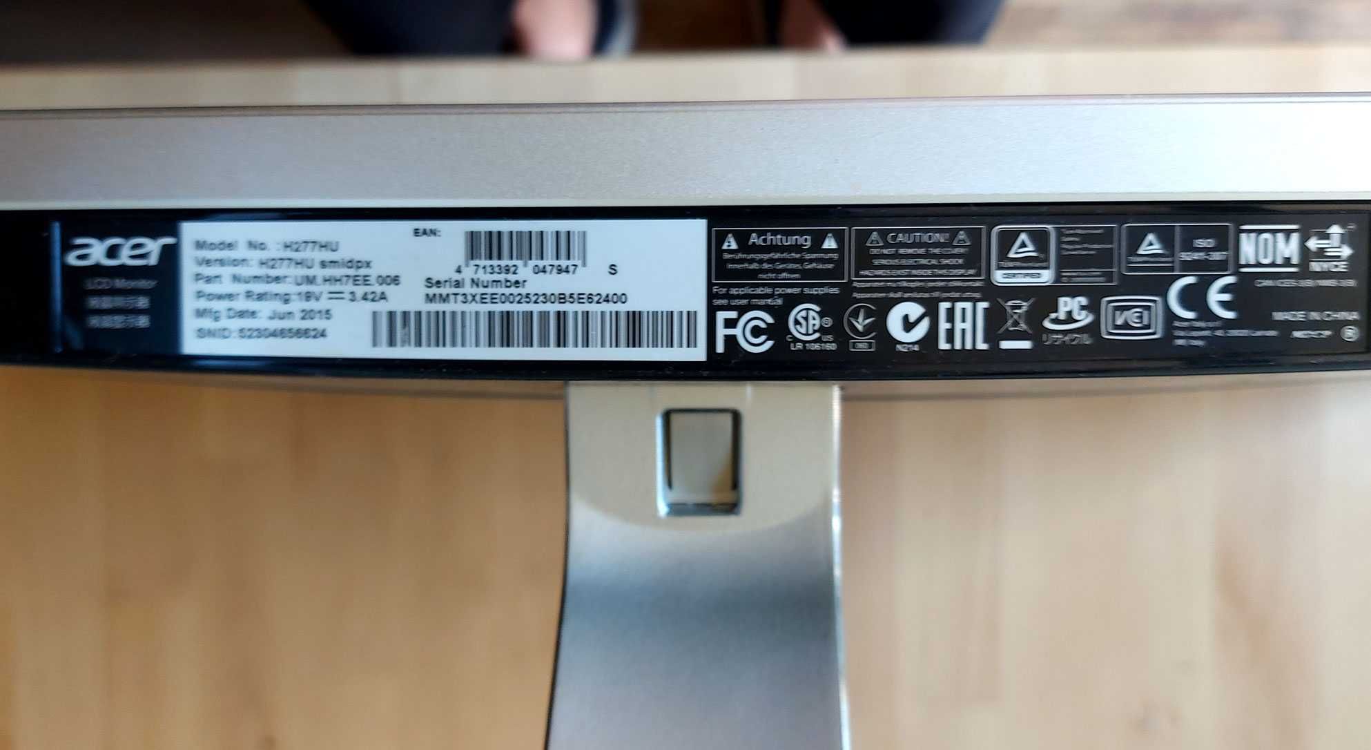 Monitor ACER H277HU