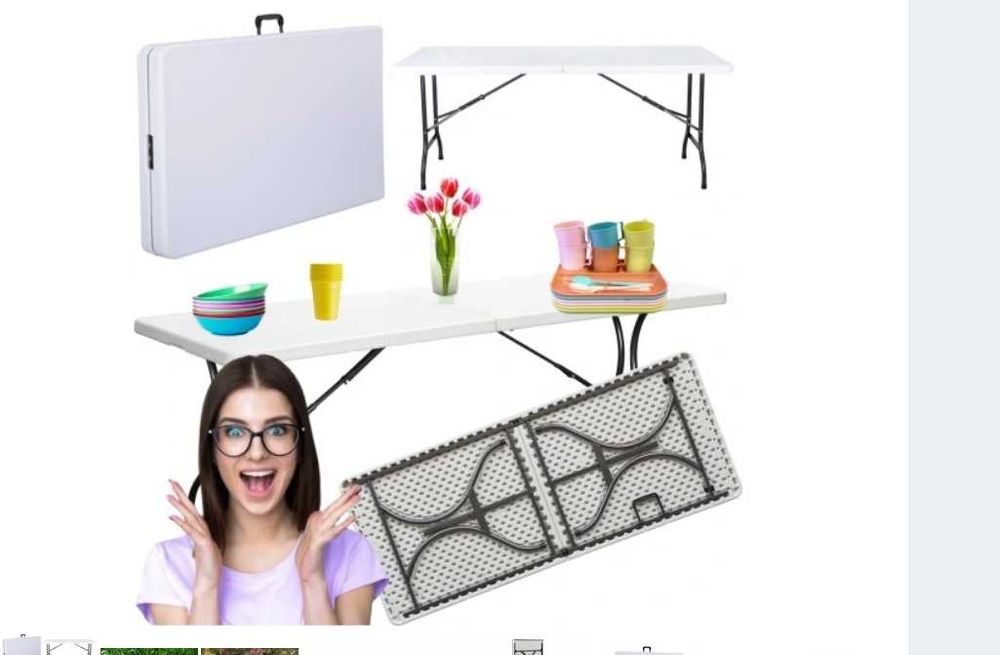 Stół tworzywo sztuczne prostokątny 240 x 70 x 74 cm