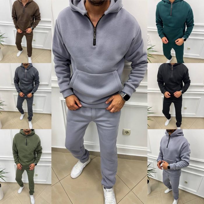 Чоловічий теплий спортивний костюм на флісі коротка змійка