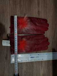 Перчатки кожаные женские красные размер XL