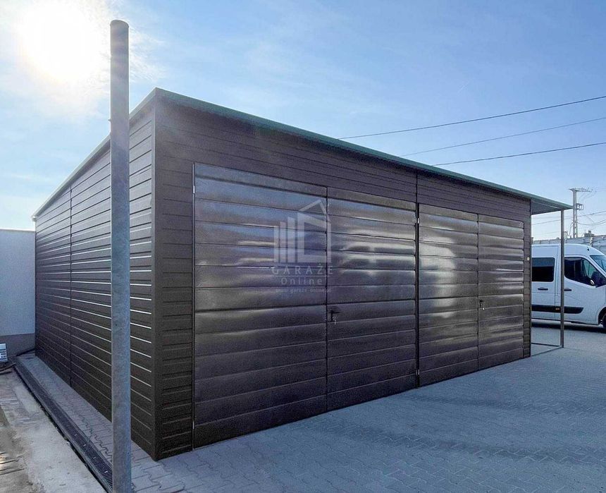 Garaż Blaszany 7X6M + Wiata 1,6M 2X Brama 2X Okno Dach Spad  Id936