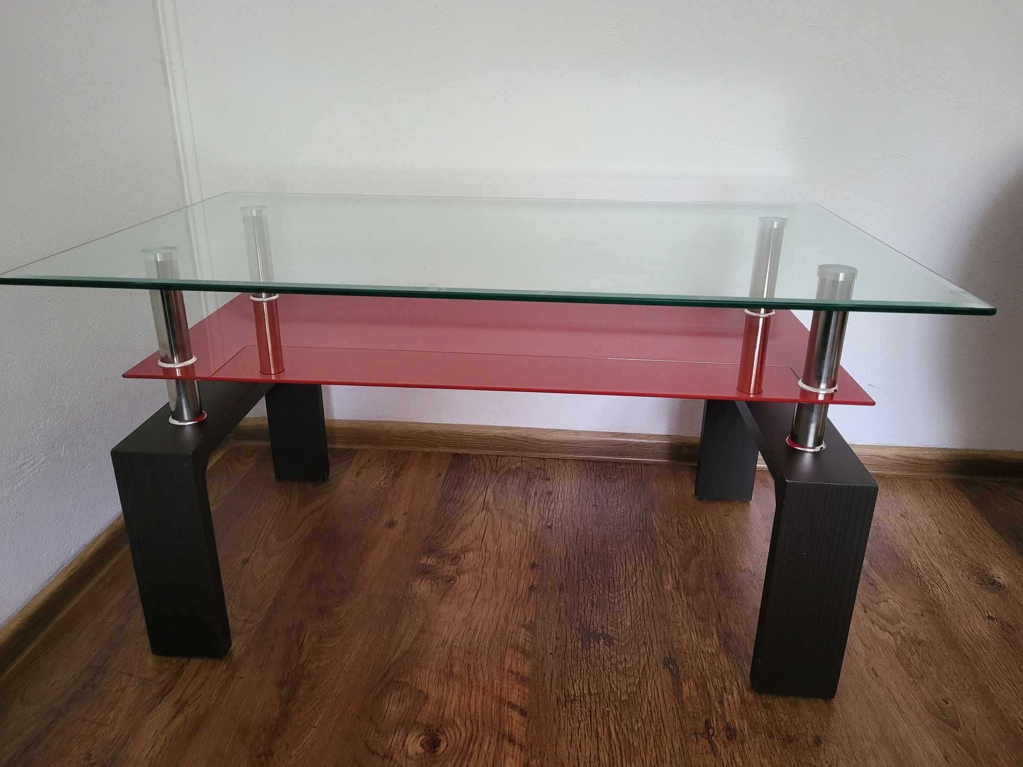 szklany stolik kawowy czerwony stolik prostokątny ława do salonu