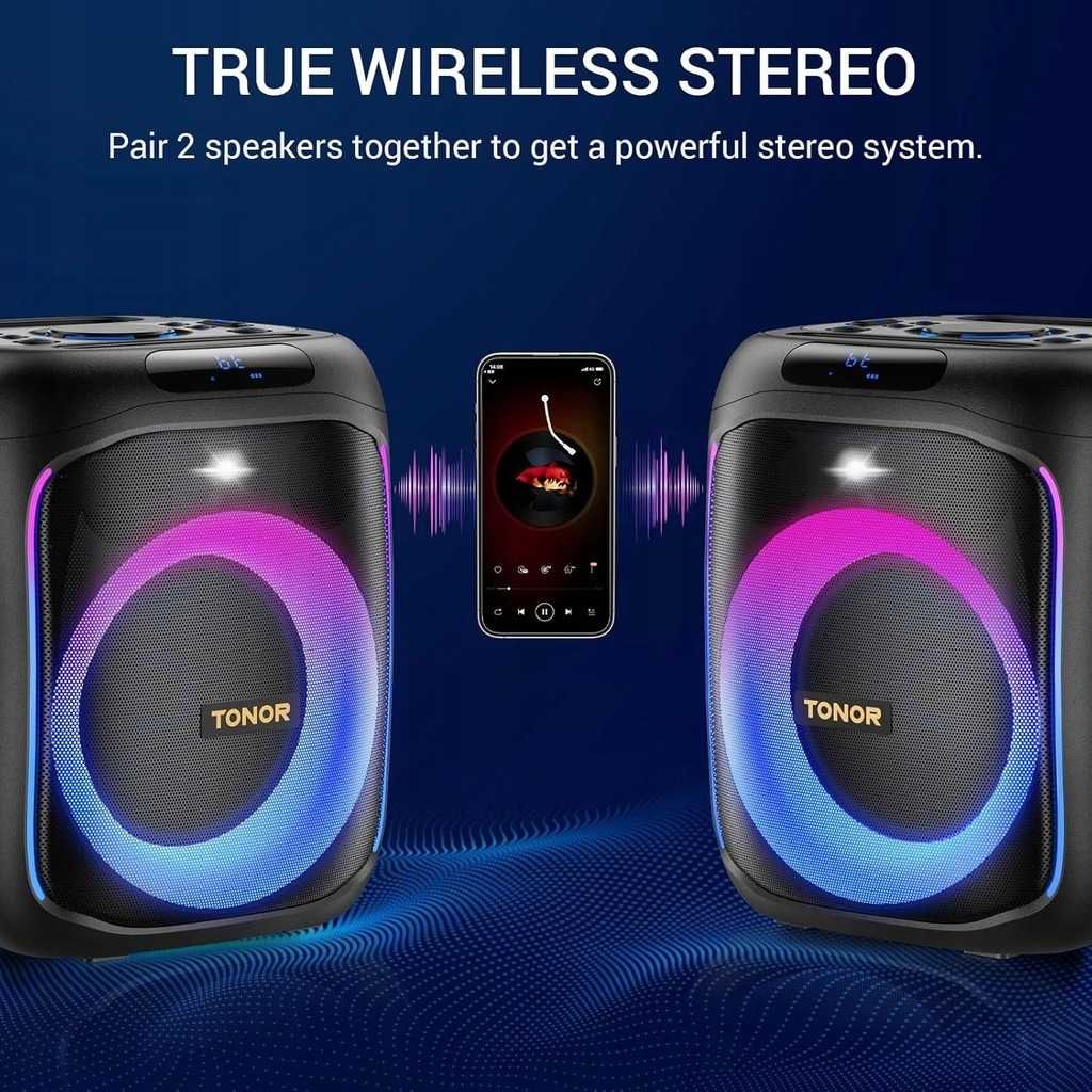 Głośnik Bluetooth zestaw KARAOKE dla dorosłych dzieci RGB, 2 mikrofony