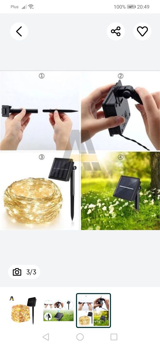 Lampki solarne 100led