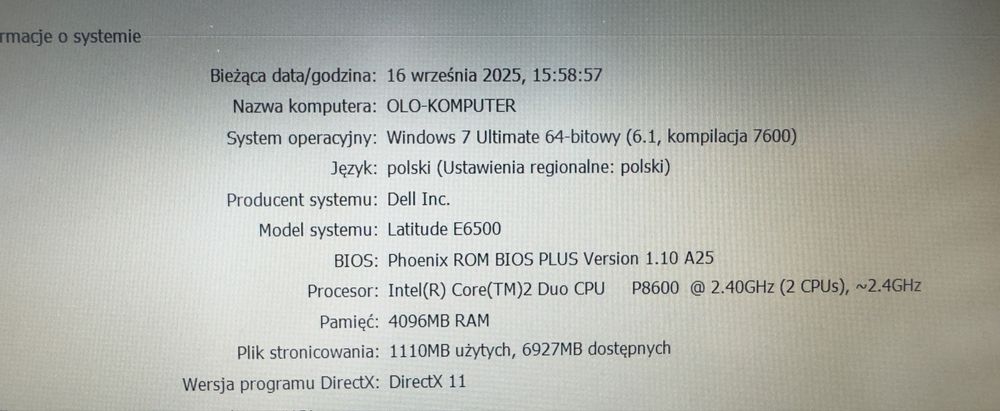 Komputer Laptop DELL Latitude E6500