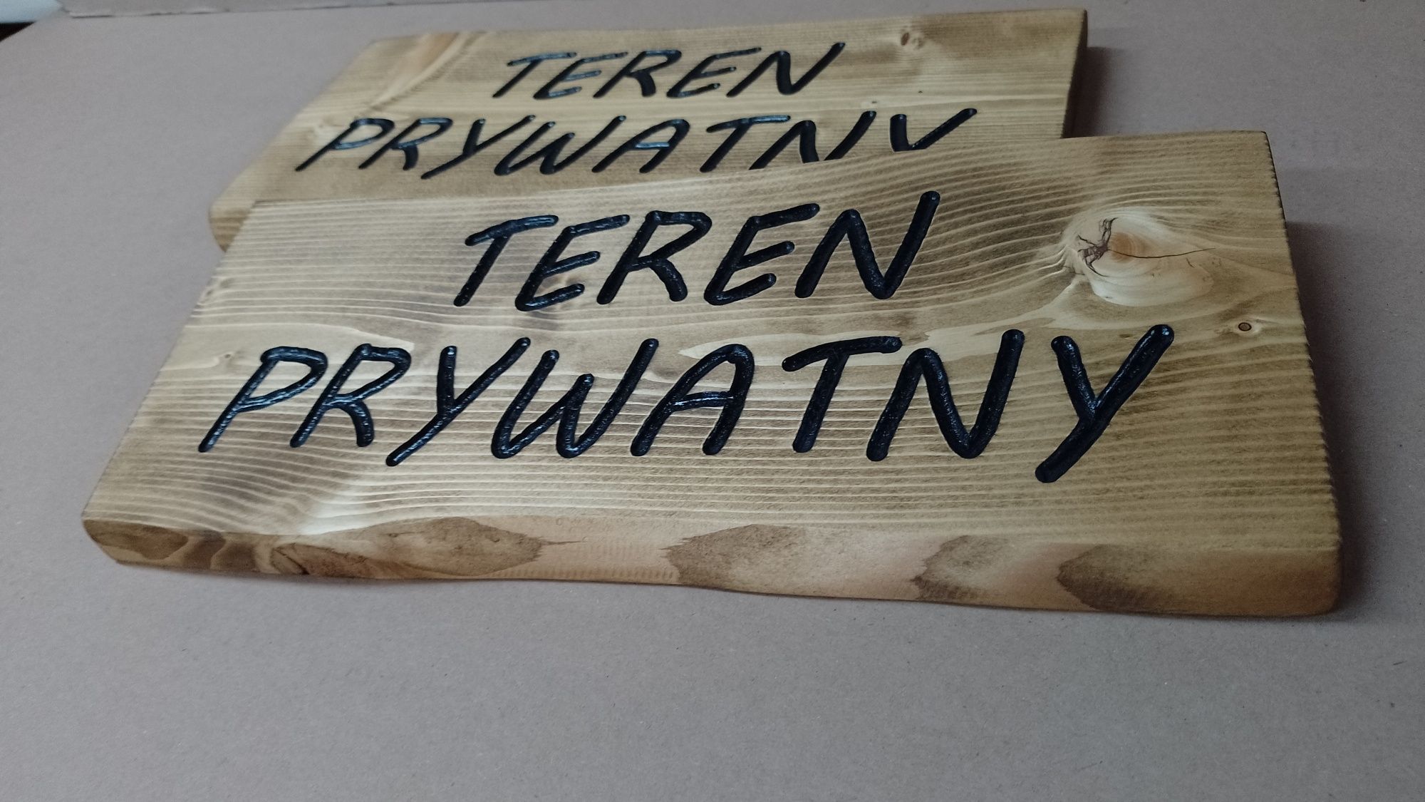TEREN PRYWATNY szyld drewniany tabliczka informacyjna znak deska grawe