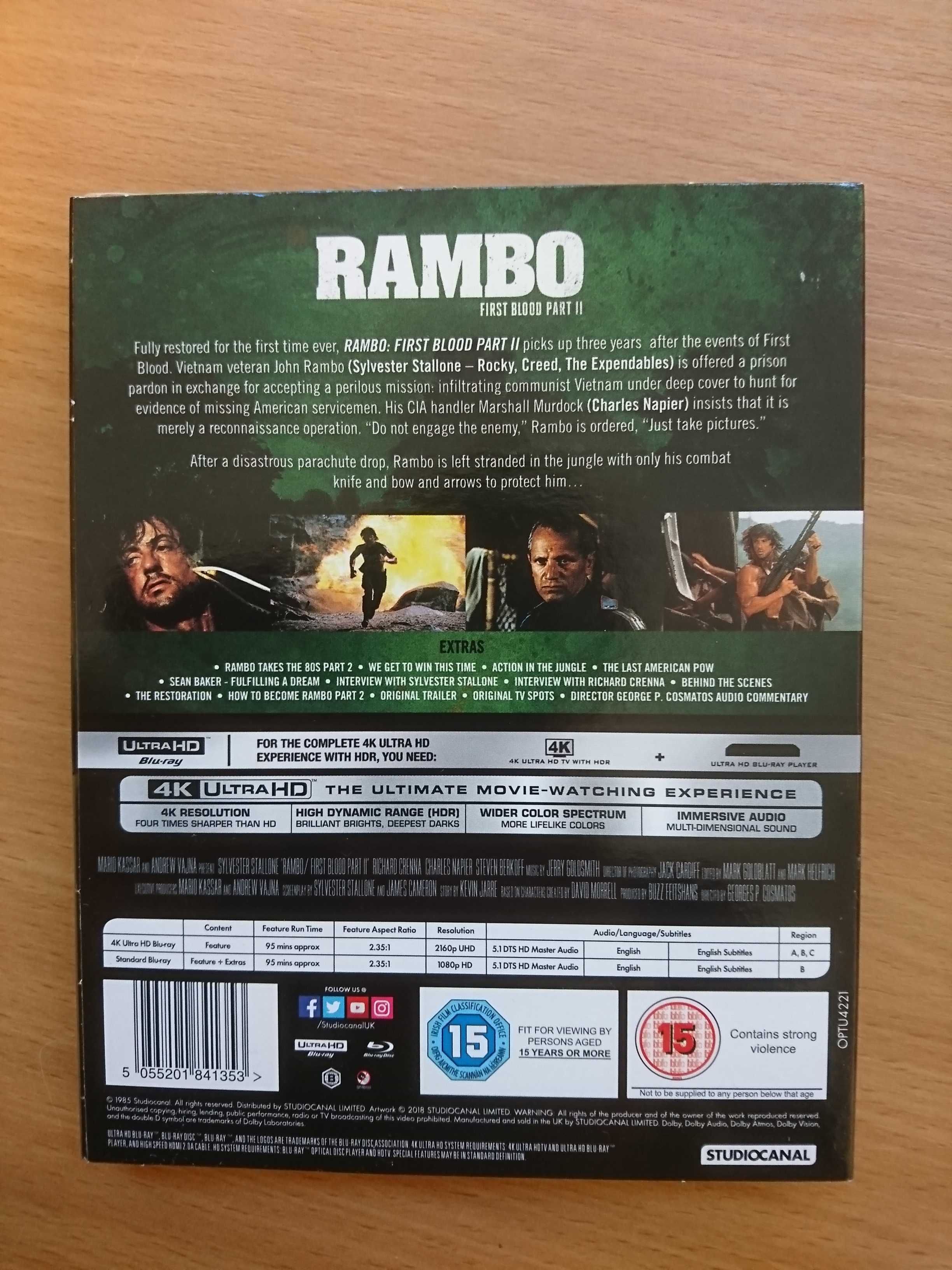 Rambo 2  First Blood Part II Blu-Ray 4K + Blu-Ray