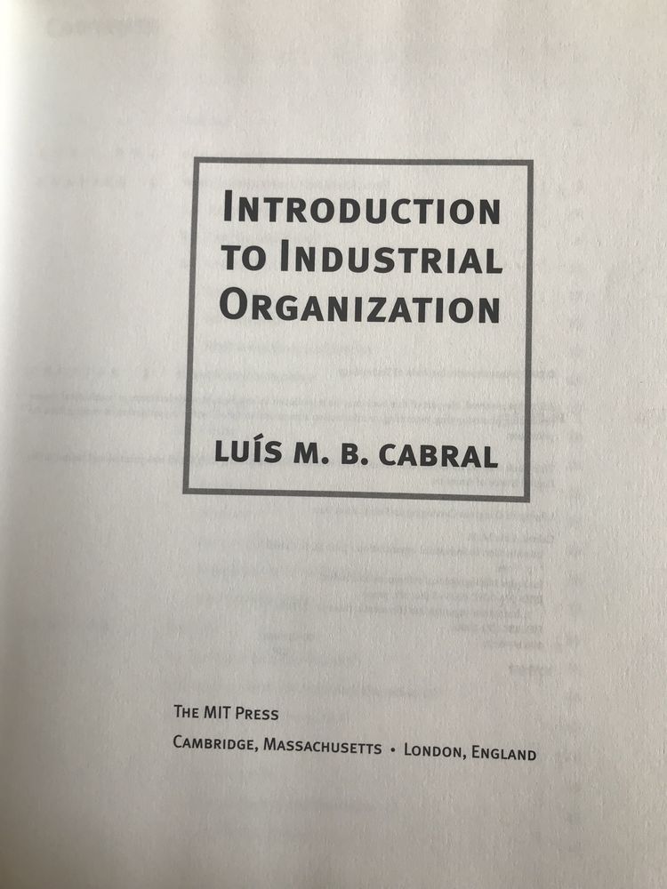 Livro “Introduction to Industrial Organization”