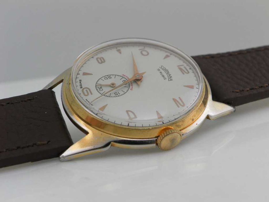 Duzy szwajcarski męski mechaniczny zegarek .. SORNANA 15 kam.