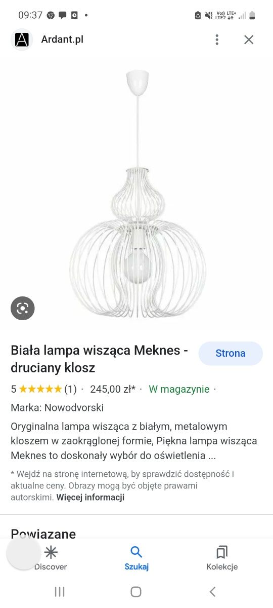 Piękna druciana lampa