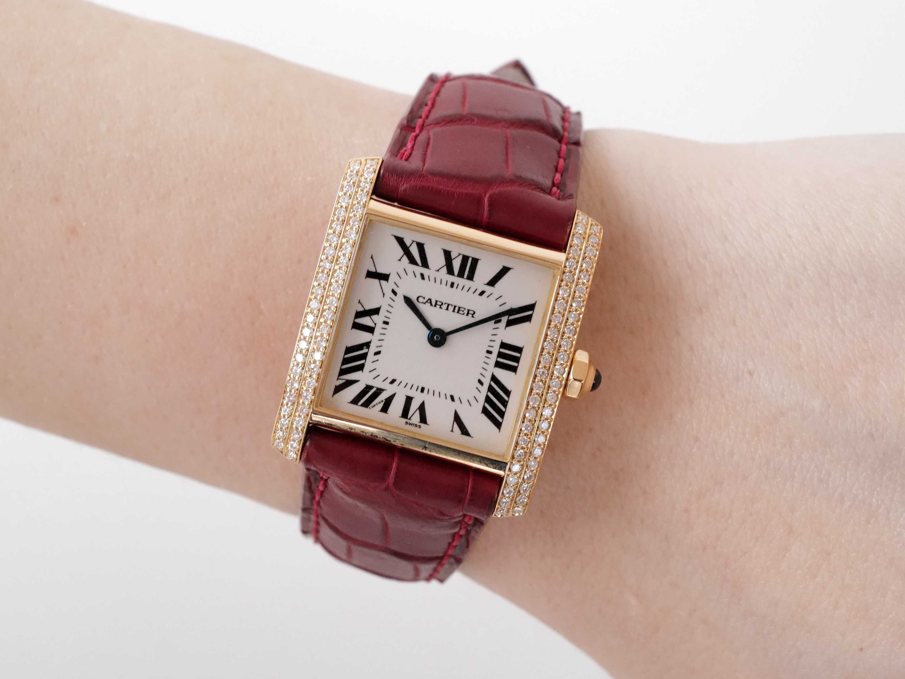 Cartier Tank Française Quartz 18K Yellow Gold Diamonds