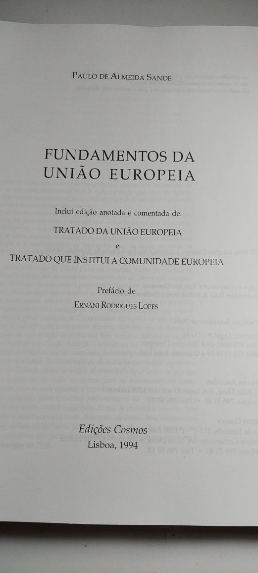 Fundamentos da União Europeia - Paulo de Almeida Sande (1994)