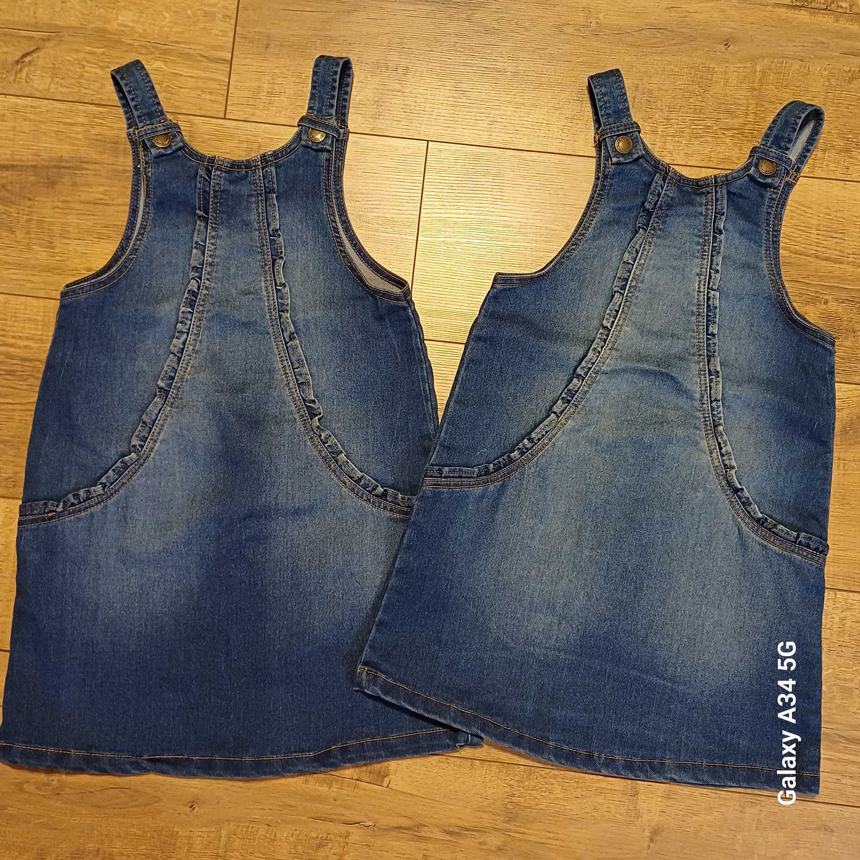 Sukienki jeansowe ogrodniczki dla bliźniaczek