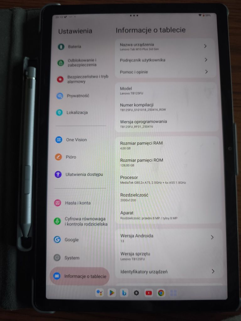 Tablet Lenovo Tab M10 Plus (3 gen) + orginalny rysik + etui