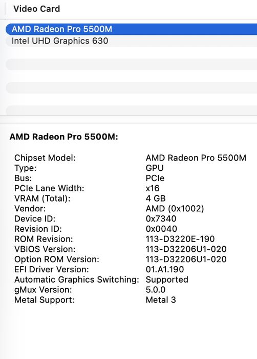 MacBook Pro 16 2019 8-Core i9 16GB 1TB Radeon 5500 4Gb 81%