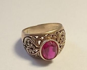 Кольцо 875 проба серебро с рубином СССР