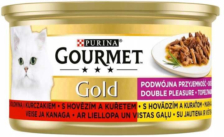 Purina Gourmet Gold Wołowina Kurczak dla kota 12x 85g