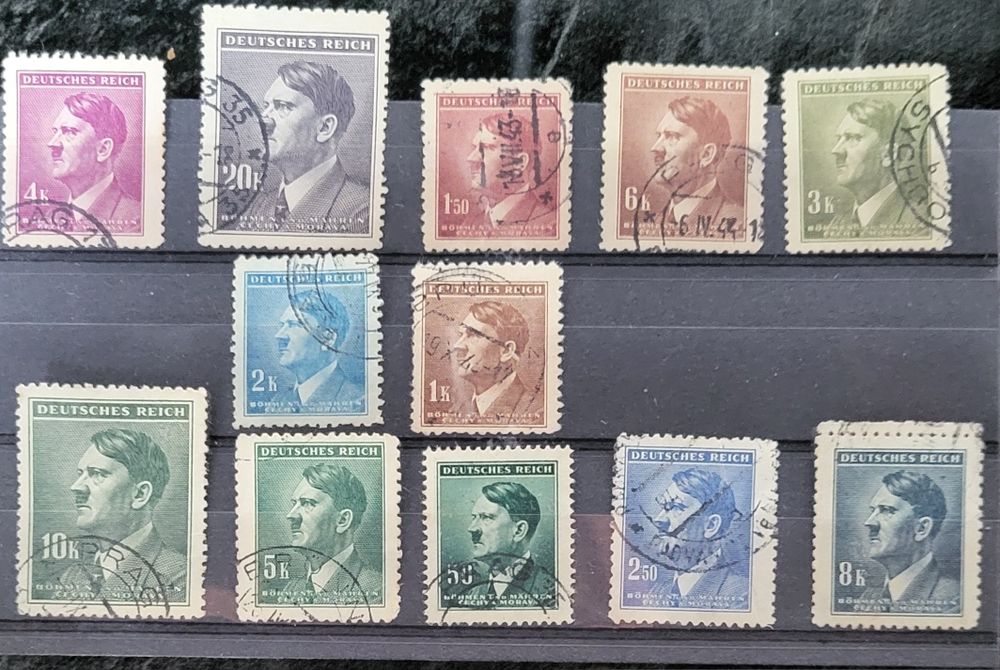 Znaczki pocztowe z 2WW Adolf Hitler 12 sztuk II Wojna Światowa