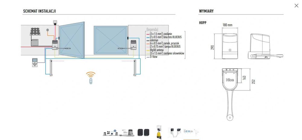 Napęd do bramy 2 - skrzydłowej Nice HOPP H7124