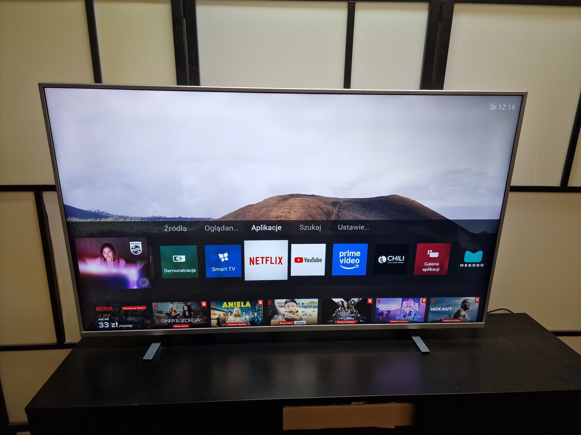 Biały Philips 55cali 4K UHD Ambilight SMART telewizor